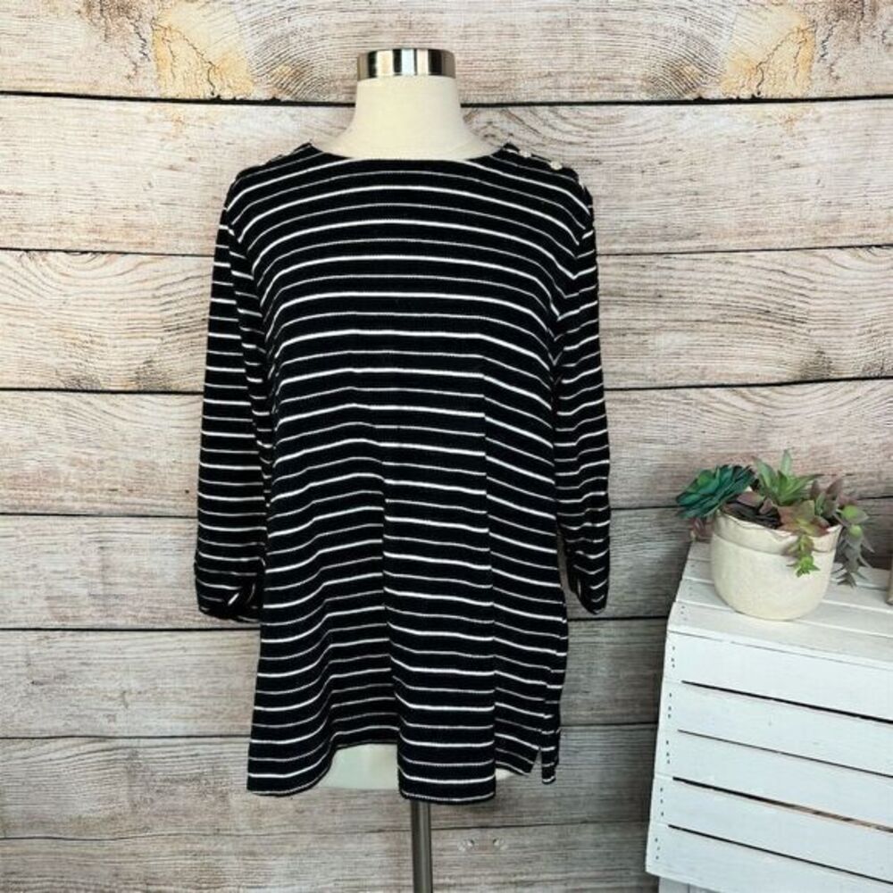 5/$25 Croft & Barrow Women's 2X Striped Long Sleeve Pullover Blouse Multicolor